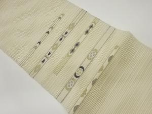 絽綴れ横段に幾何学模様織出し名古屋帯